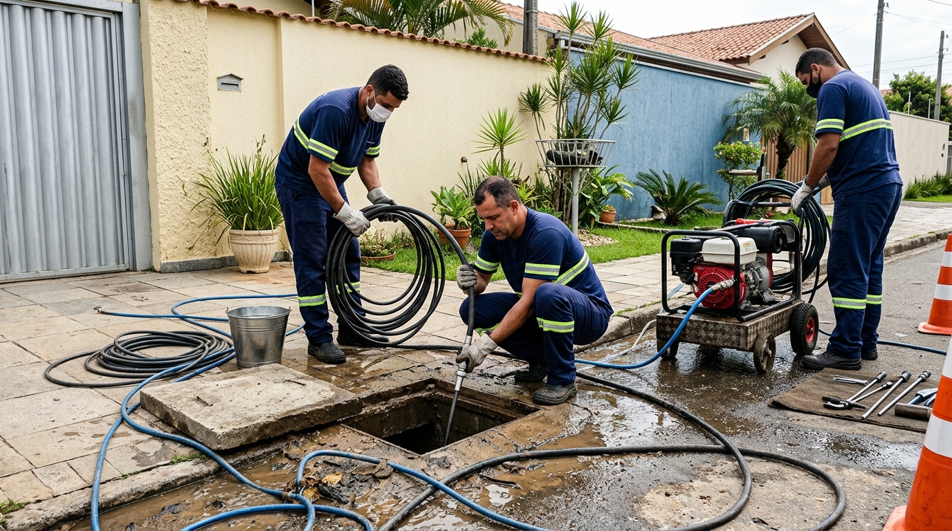 Desentupimento de esgoto residencial em Campo Grande-MS