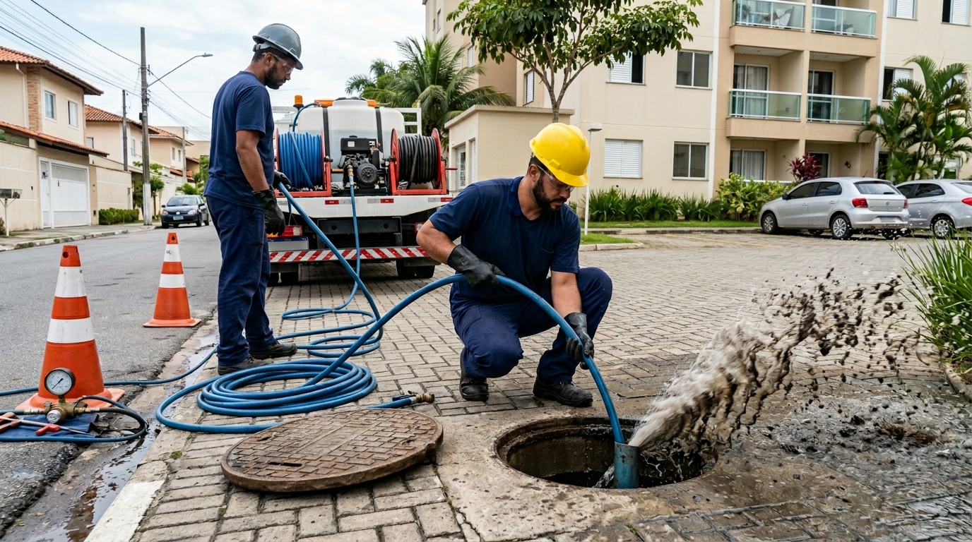 Desobstrução com Alta Pressão no Carandá, Campo Grande‑MS