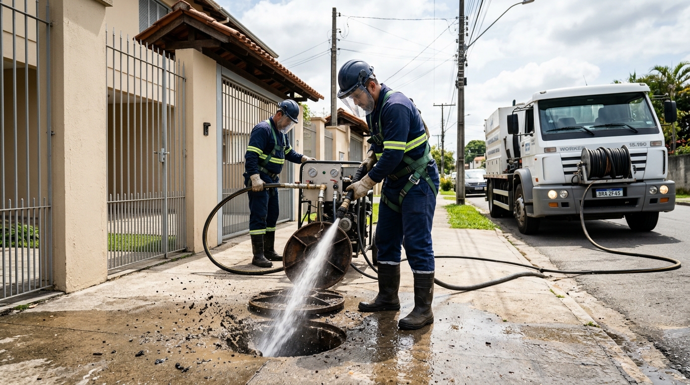 Limpeza de Tubulação com Hidrojato no Carandá, Campo Grande‑MS