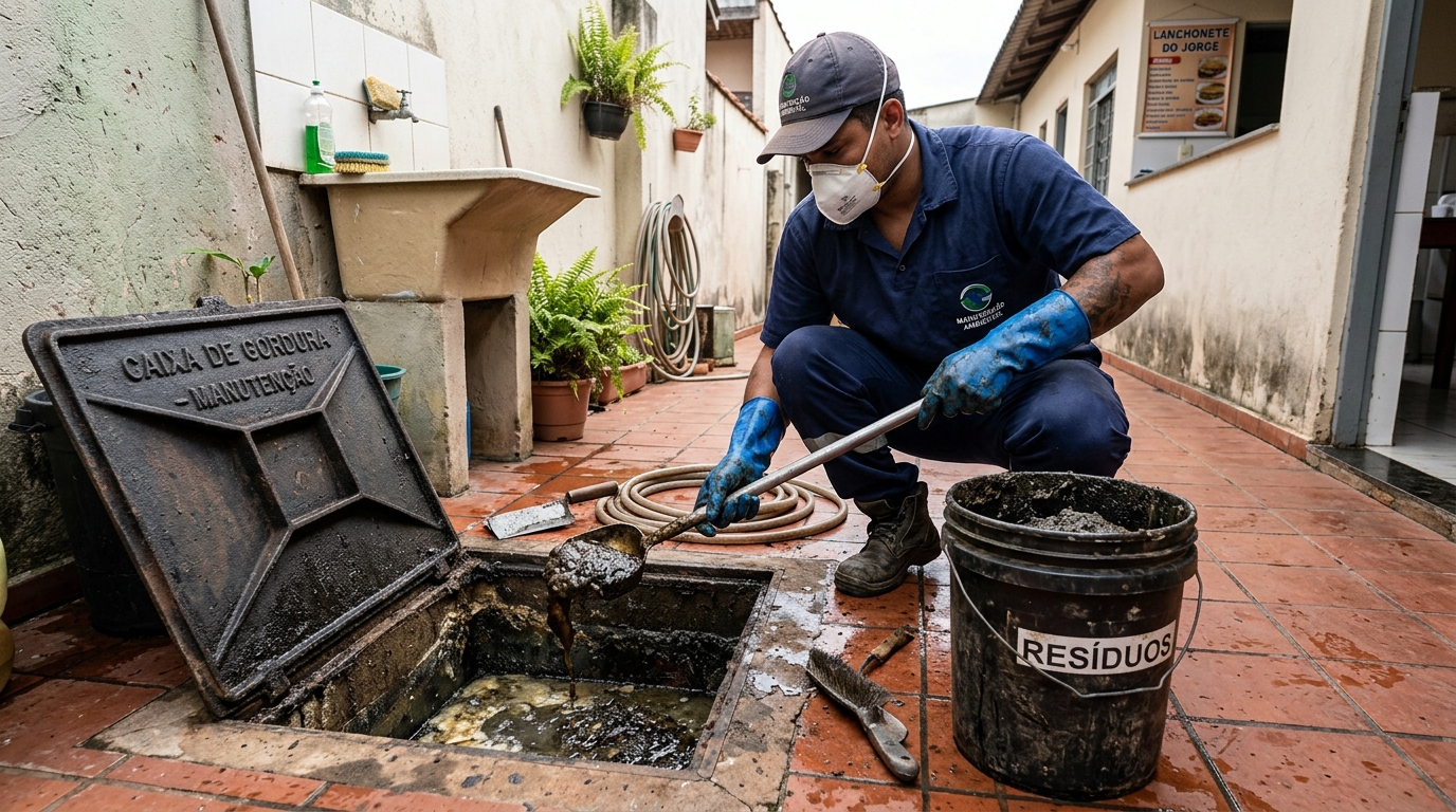 Manutenção de Caixa de Gordura no Carvalho, Campo Grande‑MS