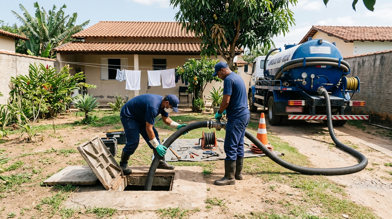 Manutenção de Fossa na Caiçara, Campo Grande‑MS